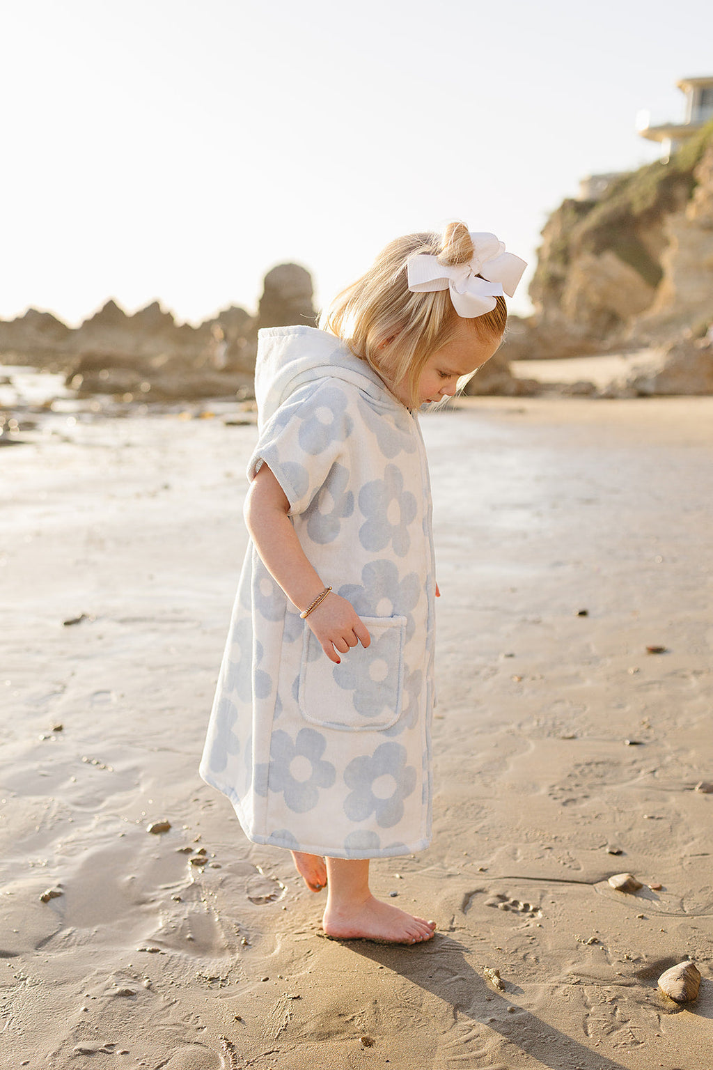 Coastal Floral Zip-Up Organic Cotton Beach Poncho